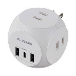 ＵＳＢタップ　球体　Ｃ×１＋Ａ×２　ＡＣ×３　白