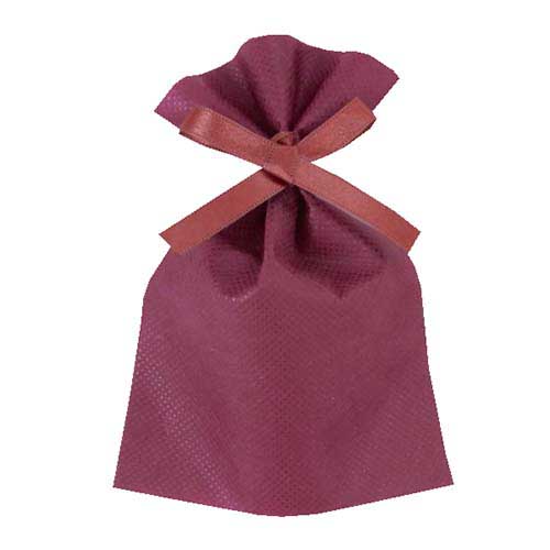 ソフトバッグベーシック 2穴リボン巾着 S1 薄 ボルドー