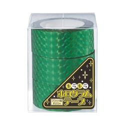 ホログラムテープ　２０ｍ　緑　１パック（３巻）
